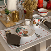 Jogo Americano Retangular com Árvore de Natal Branco e Vermelho 45cm - Ela Decora